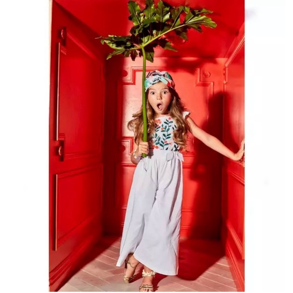 Janie and Jack white embroidered Floral Jumpsuit - Picture 4 of 9